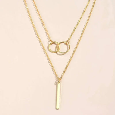 Vintage Gold Dual Circle Pendant Necklace