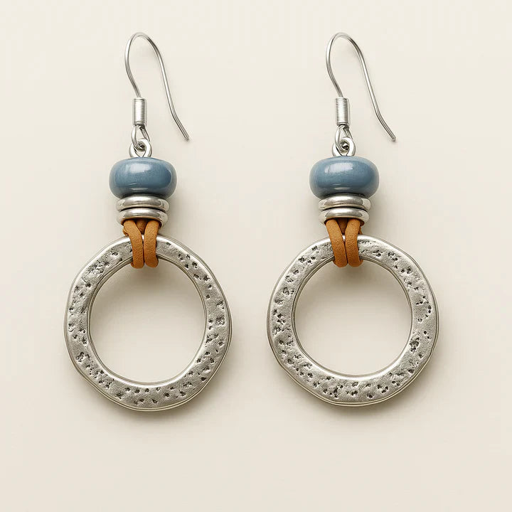 Vintage Boho Silver Circle Earrings