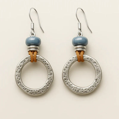 Vintage Boho Silver Circle Earrings