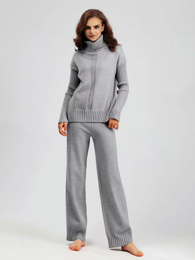 Scarlett | Chic High-Neck Knit Sweater & Loose Pants Set