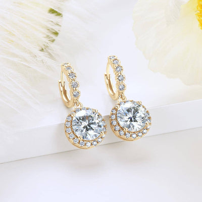 Round Moissanite Drop Earrings