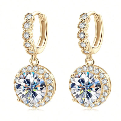 Round Moissanite Drop Earrings