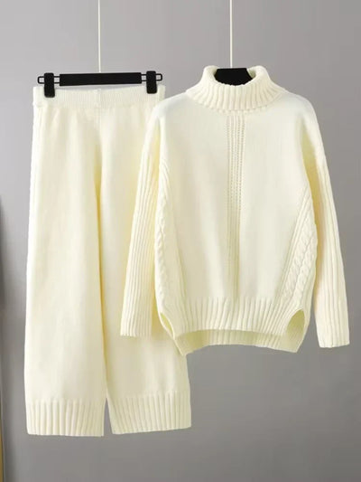 Scarlett | Chic High-Neck Knit Sweater & Loose Pants Set