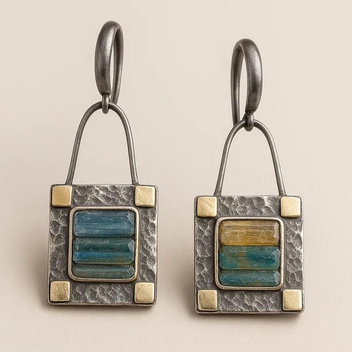 Blue Green Crystal Earrings