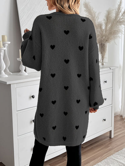 Anne - Elegant Heart Pattern Cardigan