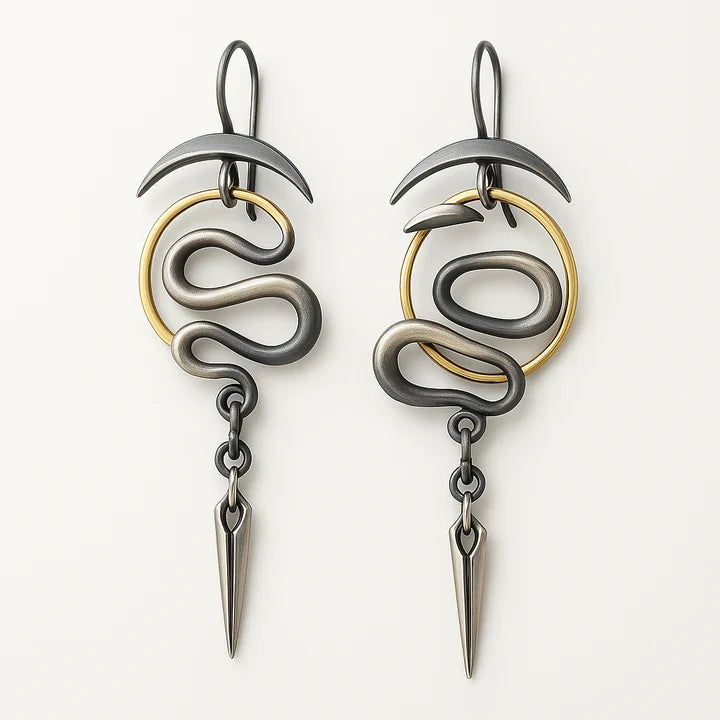 Irregular Geometric Spiral Earrings Serpentine