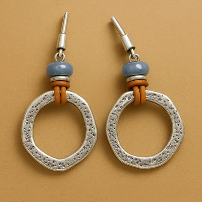 Vintage Boho Silver Circle Earrings