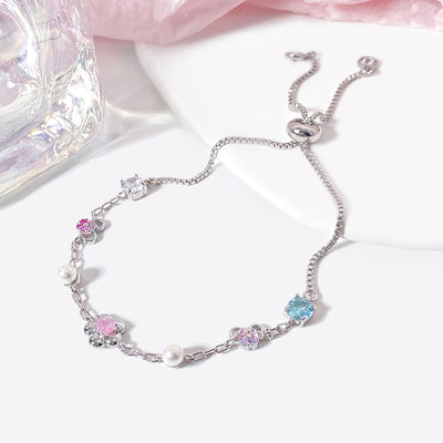 Crystal Zircon Pearl Chain Bracelet