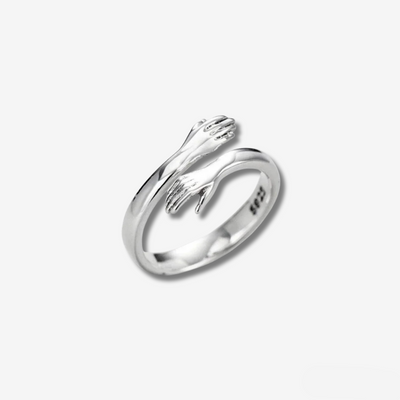 Cute Silver Hug Ring – Adjustable