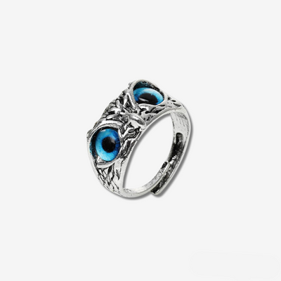 Silver Adjustable Owl Ring with Opal