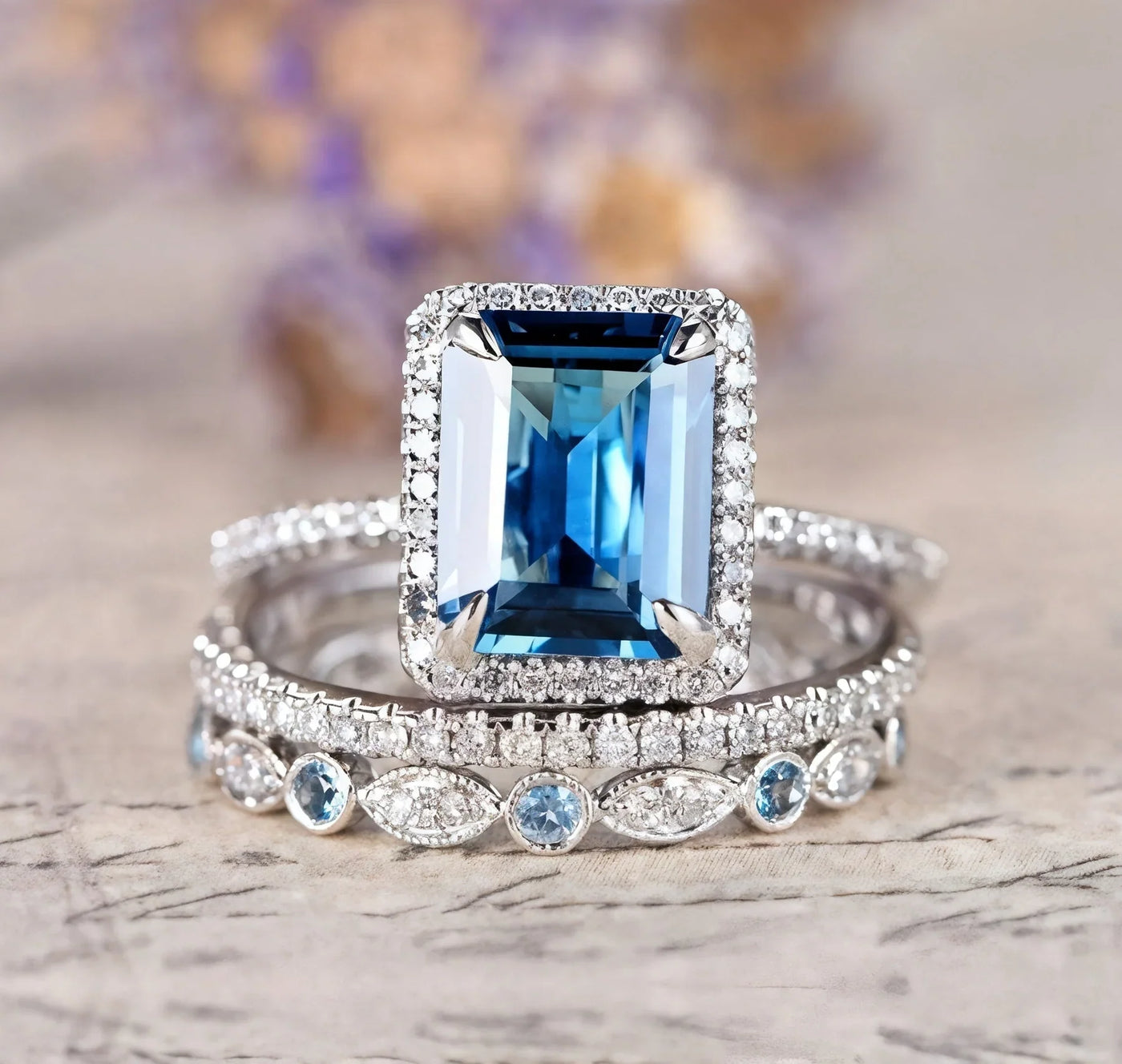 Silver Turquoise Ring Set