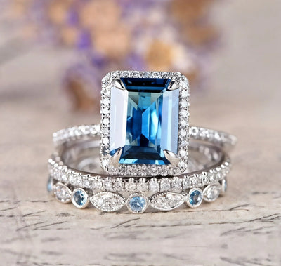 Silver Turquoise Ring Set