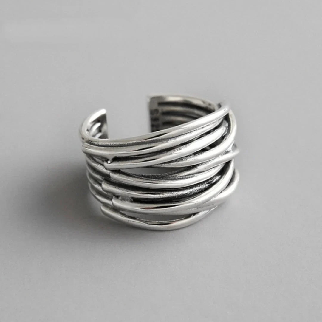 Layered 925 Sterling Silver Adjustable Ring