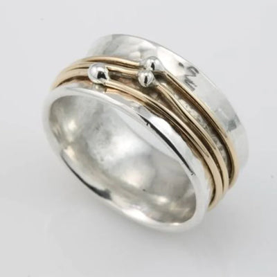 Retro Silver Ring with Gold Plating