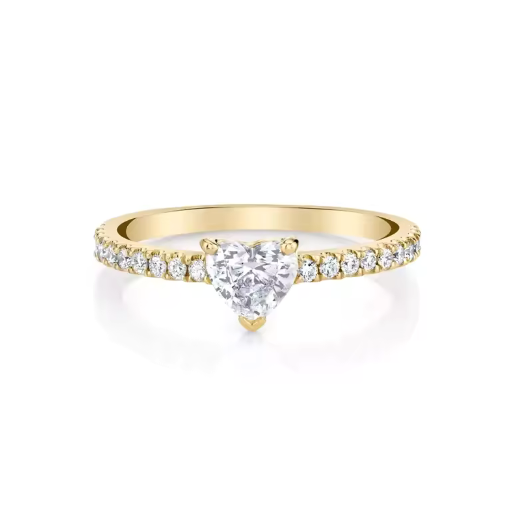 Heart CZ Gold Engagement Ring