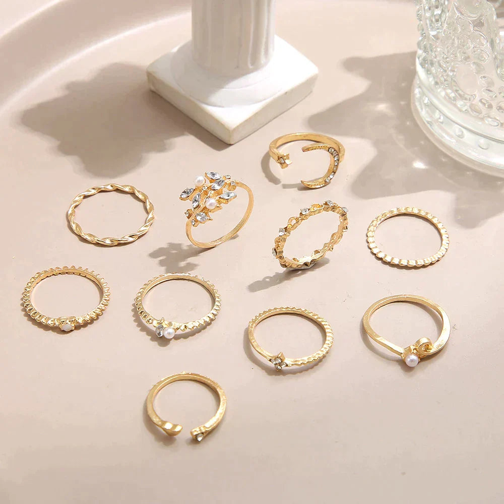 Evelyn | 10 Pack of Bohemian Silver and Gold Plated Rings