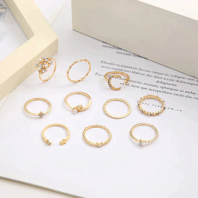 Evelyn | 10 Pack of Bohemian Silver and Gold Plated Rings