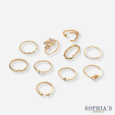 10-Piece Boho Gold & Silver Rings