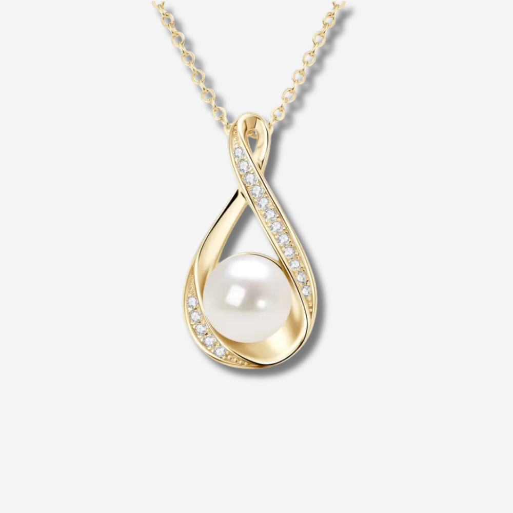 Gold Infinity Pendant with Freshwater Pearl