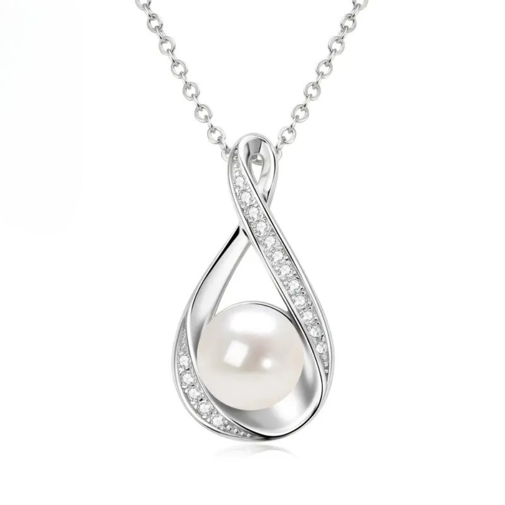 Gold Infinity Pendant with Freshwater Pearl