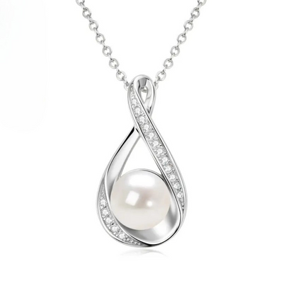 Gold Infinity Pendant with Freshwater Pearl