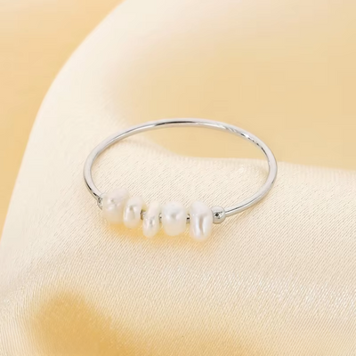 Gold Pearl Charm Ring