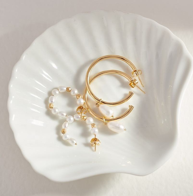 Handmade Pearl Hoop Earrings