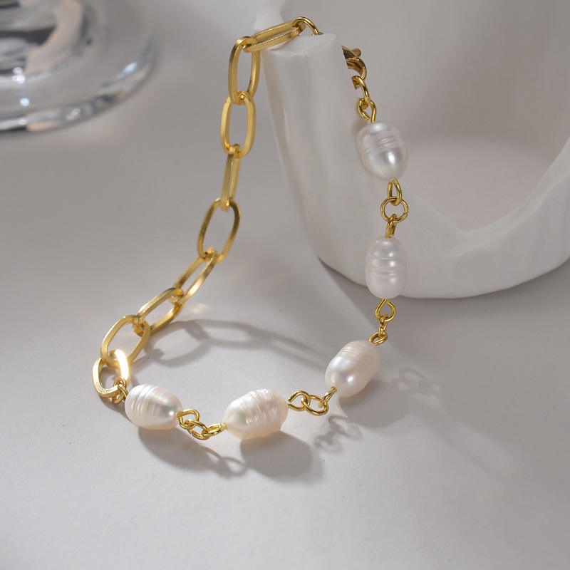 Freshwater Pearl Paperclip Bracelet