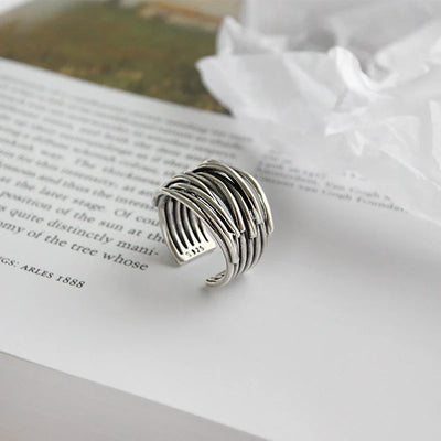 Layered 925 Sterling Silver Adjustable Ring