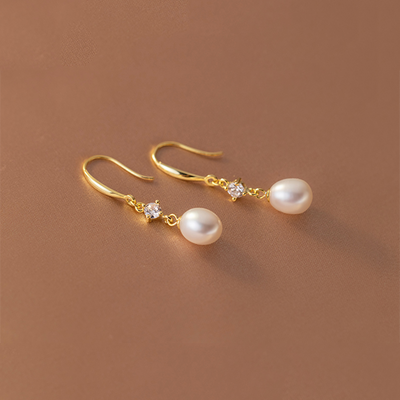 Baroque Pearl Zircon Stud Earrings