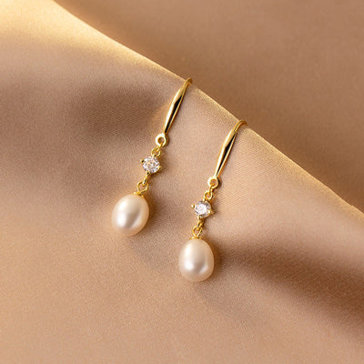 Baroque Pearl Zircon Stud Earrings