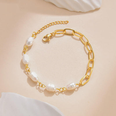Freshwater Pearl Paperclip Bracelet