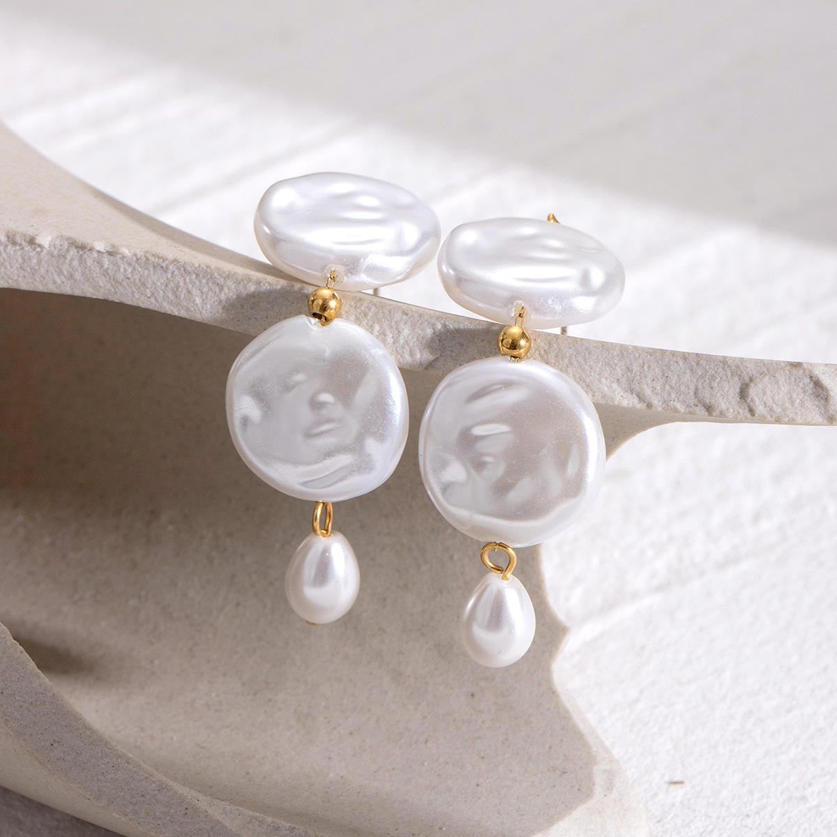 Geometric Freshwater Pearl Earrings