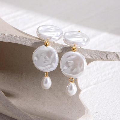 Geometric Freshwater Pearl Earrings