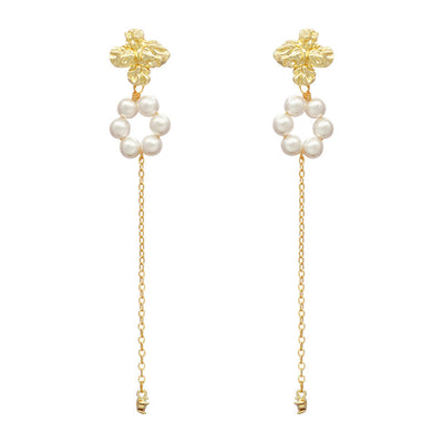 Crystal Pearl Flower Earrings