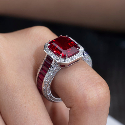 Luxury Lab-Grown Ruby Cut Ring