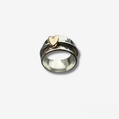 Melody | Silver Ring With a Golden Heart