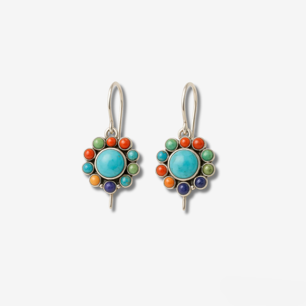 Multicoloured Turquoise Round Earrings