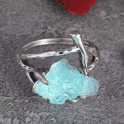 Handmade Blue Stone Claw Ring