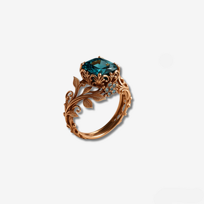 Nature-Inspired Green Crystal Ring