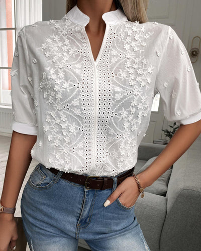 RAELIA - EMBROIDERED BLOUSE WITH BUTTON FRONT