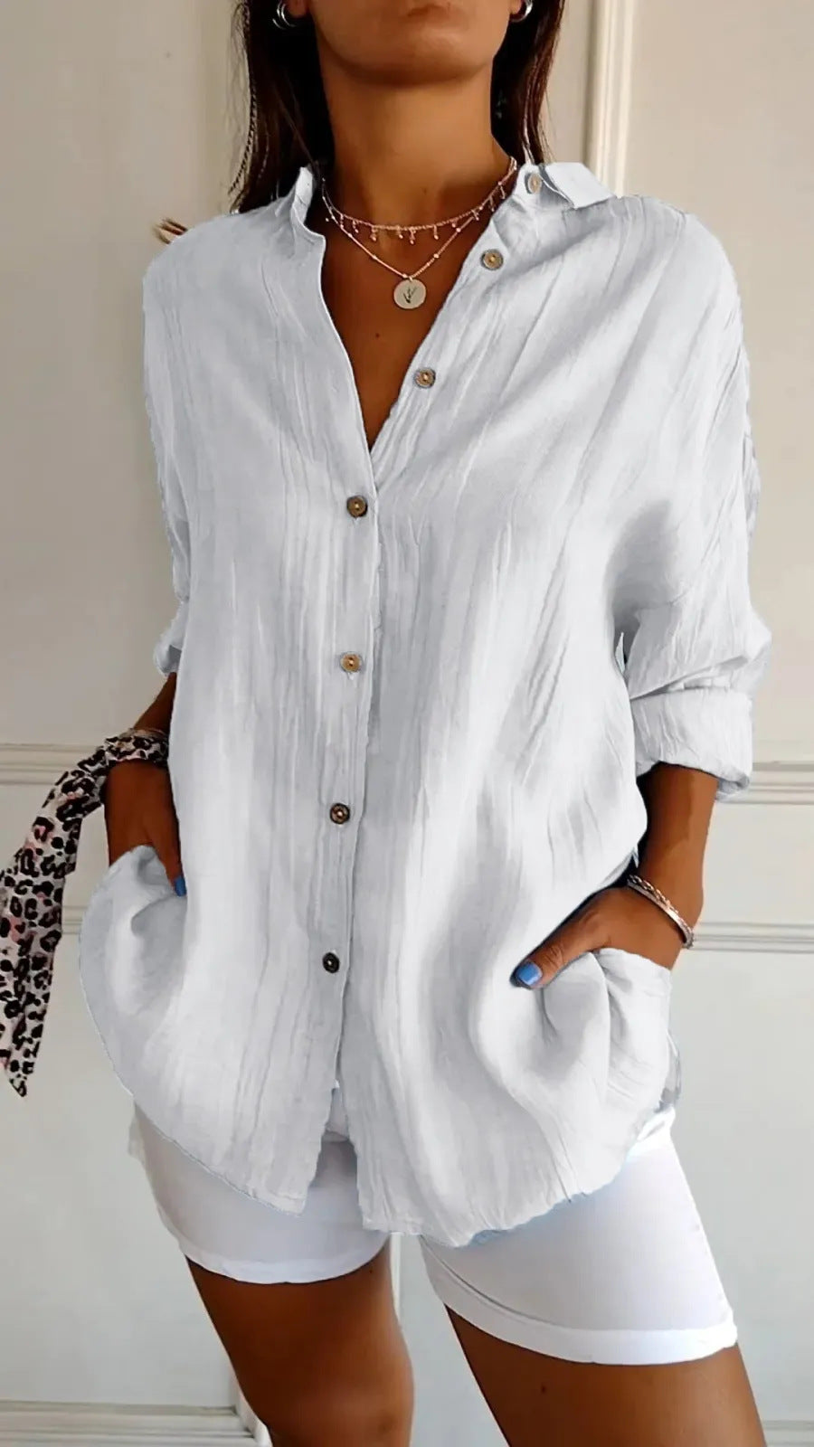 MAISIE | PLEATED SHIRT WITH ROLL-UP SLEEVES