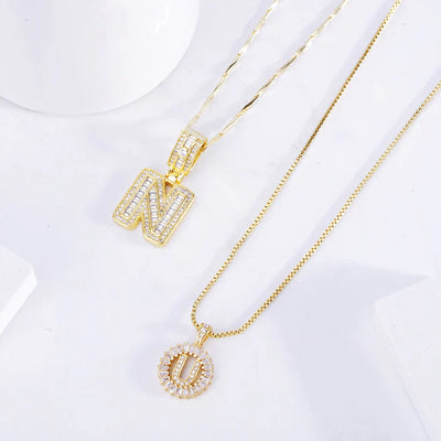 Moissanite letter initial necklace set