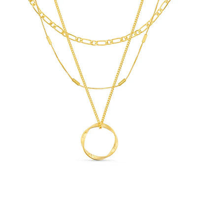Open Circle Three Row Necklace