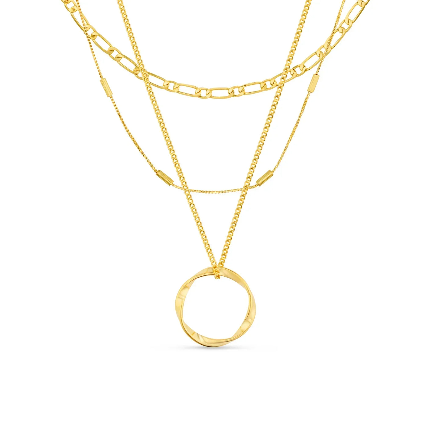 Open Circle Three Row Necklace