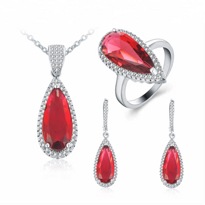 Red Rhinestone Zirconia Jewelry Set