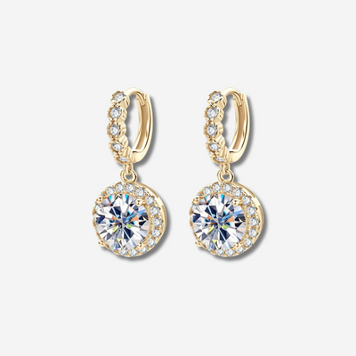 Round Moissanite Drop Earrings