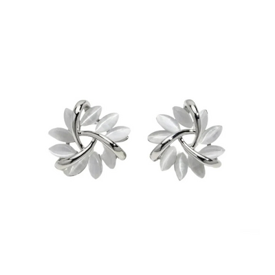 Moon Opal & Petal Earrings – Gold Plated