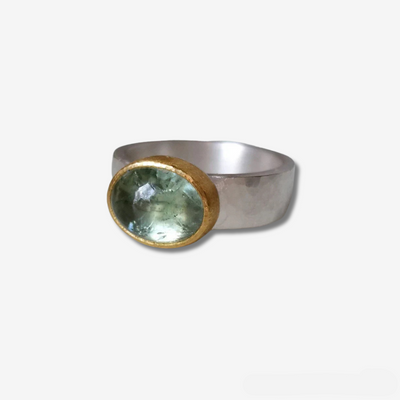 Vintage Green Ring with Round Stone
