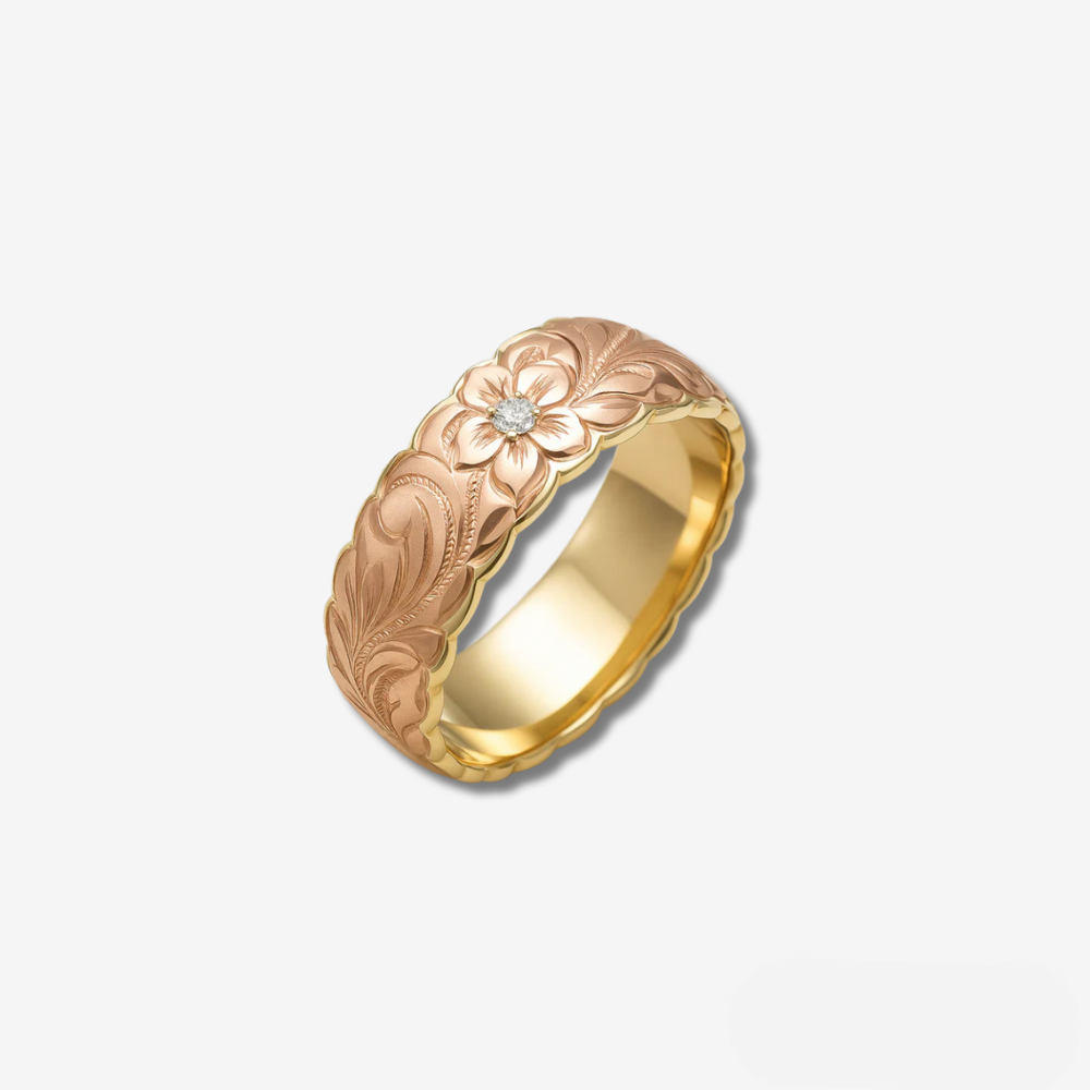 Vintage Rose Flower Gold Ring